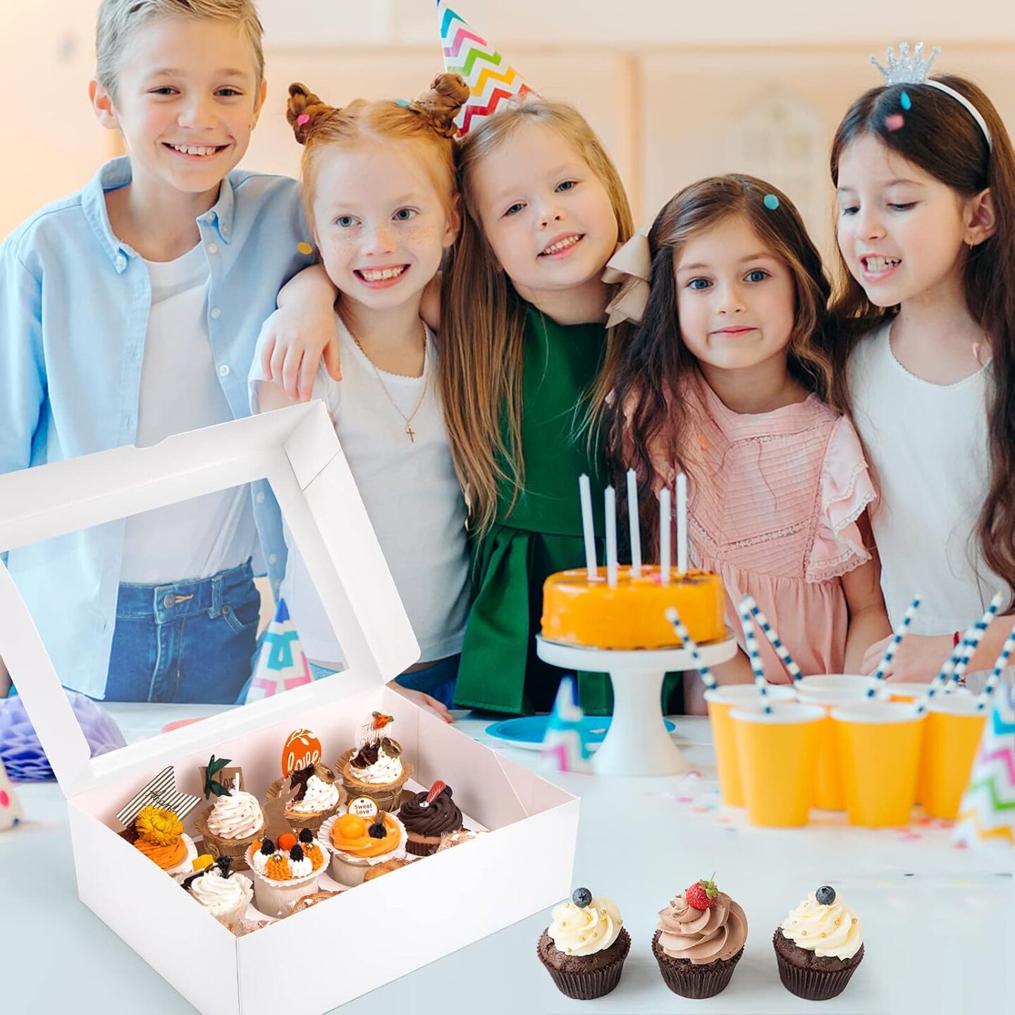 12 Count Cupcake Boxes, 6PCS Cupcake Container with Window Boxes Holding 72 Pastry Box for Birthday Holiday Party Bakery Supplies 13.2&#x22;x9.8&#x22;x4&#x22;