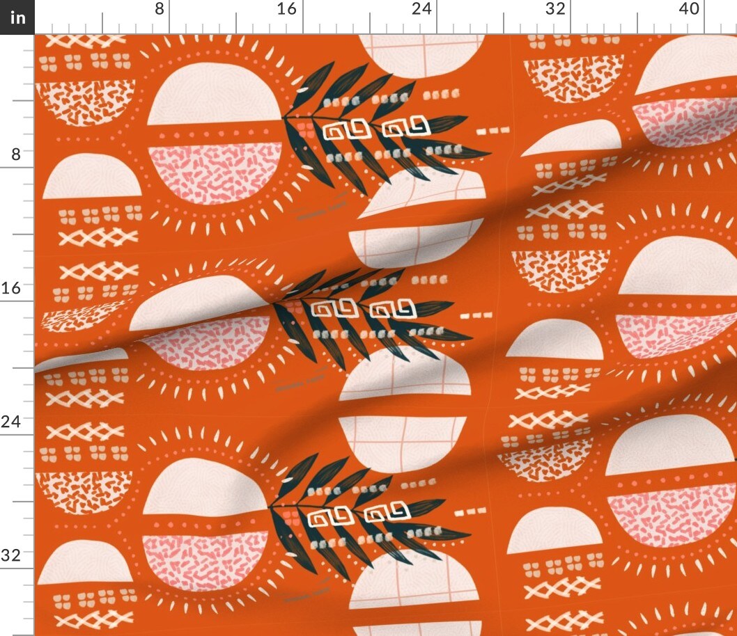 Various Fabrics by the Yard or Fat Quarter Bold Tribal Foliage Large Scale Geometric Cultural Botanical Dots Lines Africa African Hand Painted Eclectic Custom Printed Fabric by Spoonflower