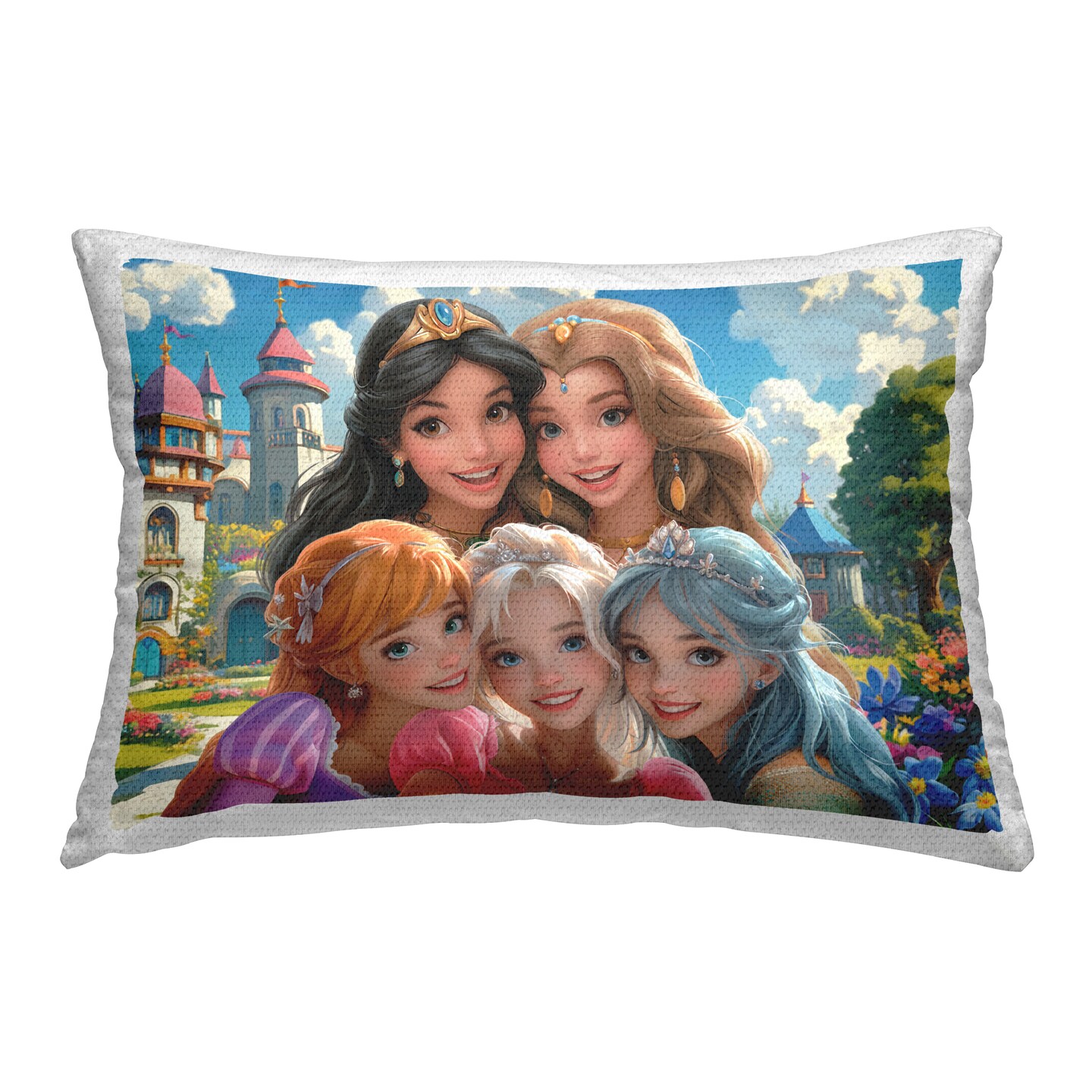 Stupell Industries Princess Selfie by Castle Outdoor Printed Throw Pillow Design by Image World, 14 x 7 x 20