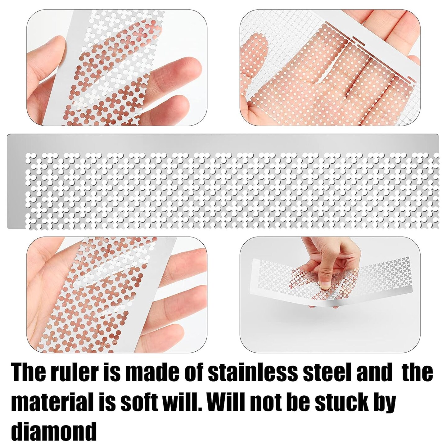 3 Pcs Diamond Painting Rulers Stainless Steel Art Rulers 5d Diamond Drawing Tool Accessories DIY Drawing Tools with 216 699 1020 Blank Grids 2 Pcs Painting Fix Tools for DIY Art Crafts