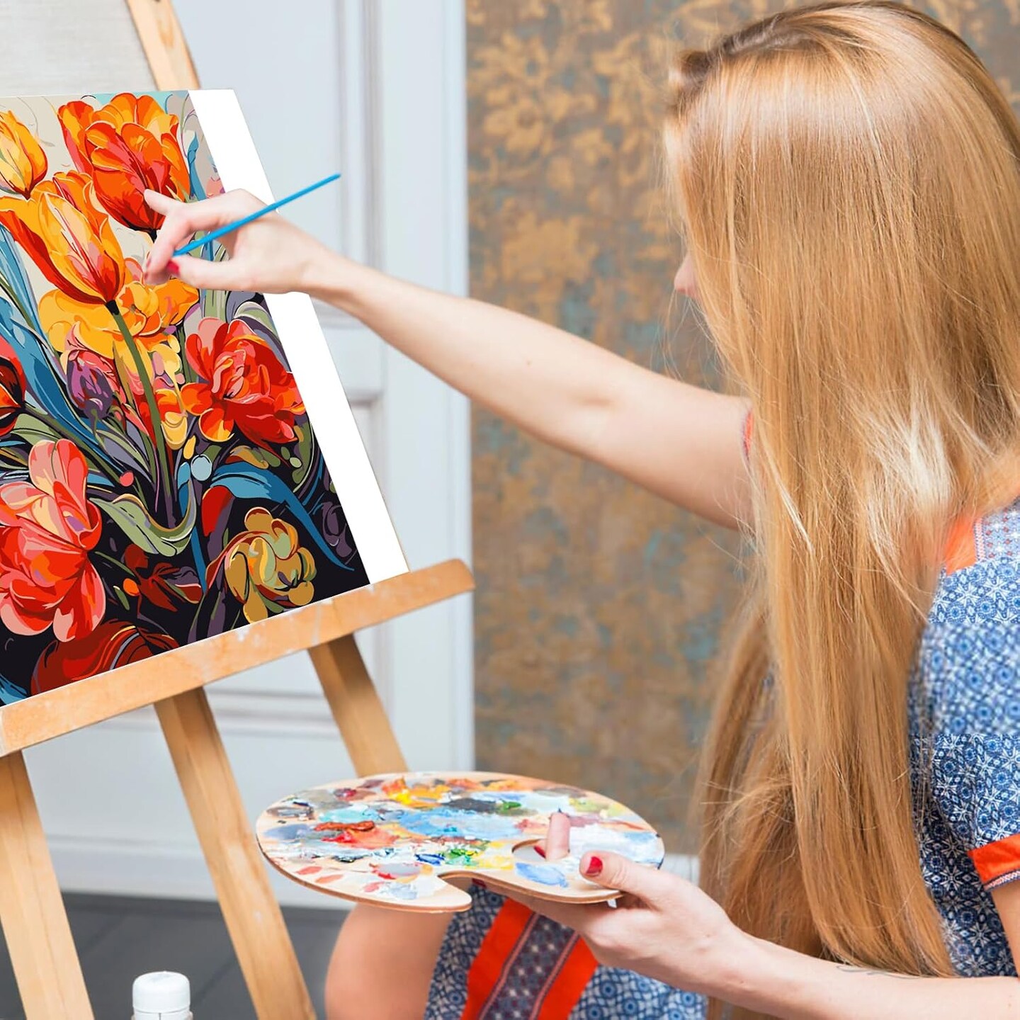 Paint by Numbers Kit for Adults- Flowers Adult Paint