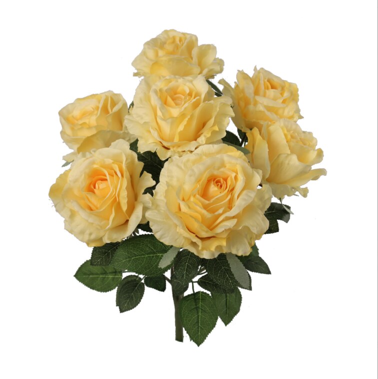 Rose Bush w/ 7 Silk Blooms 20&#x22; - 4 PACK