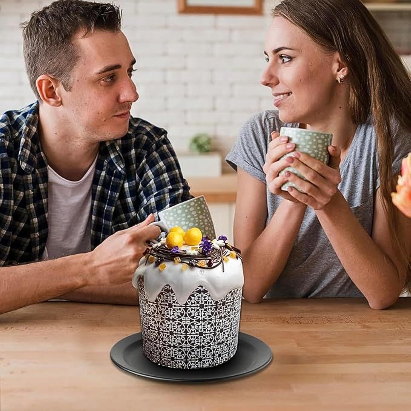 8oz Panettone Paper Mold Murals - 24pcs, H 3.5″x3.5″ W (9cm x9cm) Kulich Mold - Round Panettone Paper Baking Molds - Pans Paper Panettone - Easter Bread Baking Forms