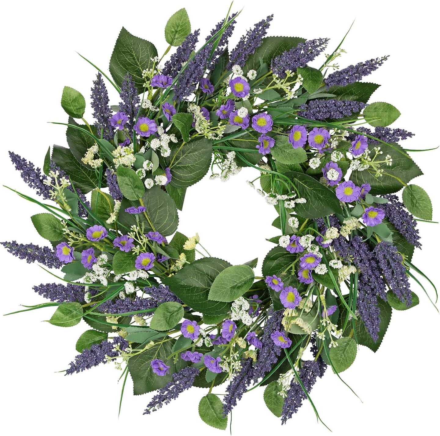20” Artificial Farmhouse Wreath – Wildflowers & Greenery Spring Door Decor