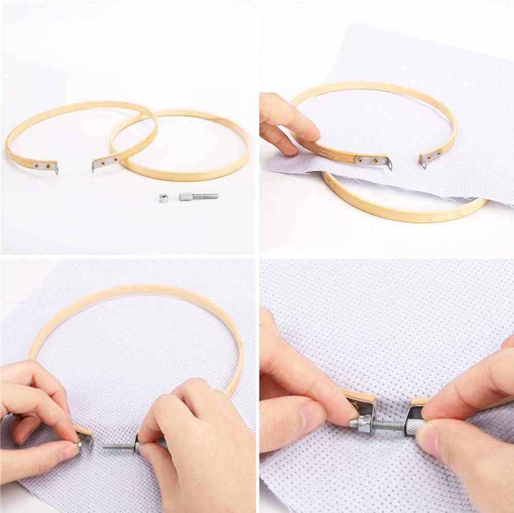 Embroidery Hoops Set 5inch Adjustable Bamboo Circle Cross Stitch Hoop Round Ring,for Embroidery,Cross Stitch