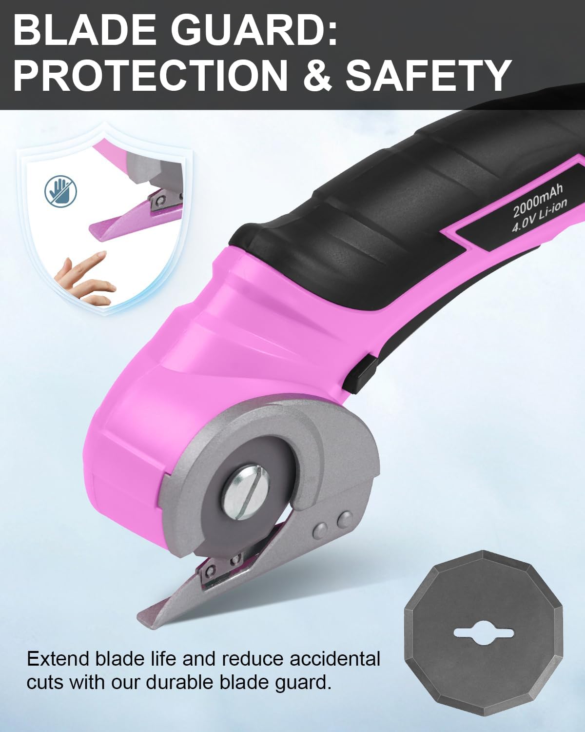 Cordless Electric Scissors Cardboard Cutter - Rechargeable 4V Rotary Cutter with Self-Sharpening Blade Heavy Duty Box Scissor with Safety Lock for Cardboard, Crafting, Carpet, Leather