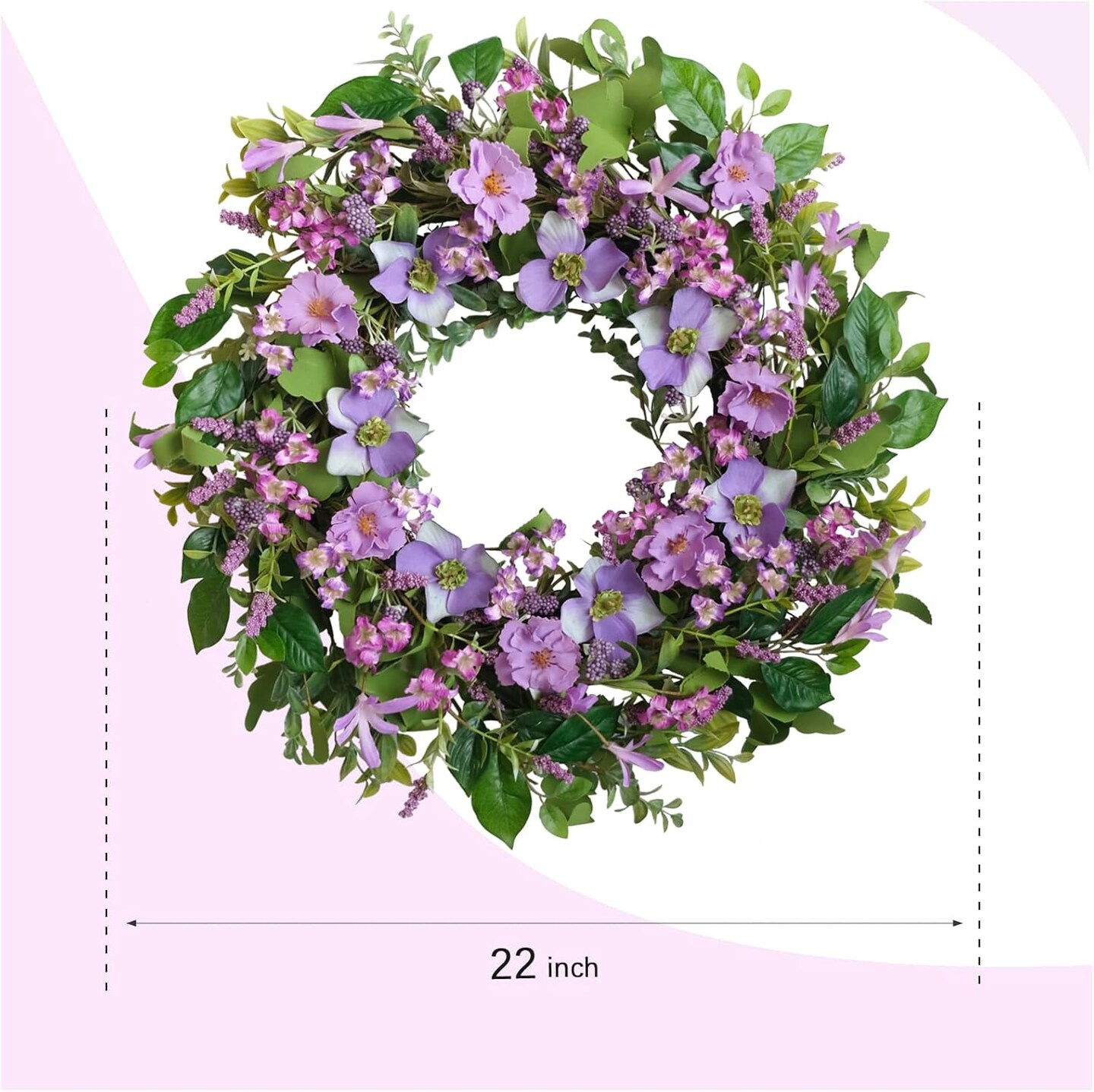 Spring Everyday Floral Wreath for Front Door, Purple Lavender Hyacinth Flower