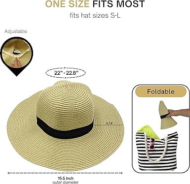 4E&#x27;s Novelty Sun Hat for Women UV Protection with Sunglasses, UPF 50+, Packable Beach Hat, Beige