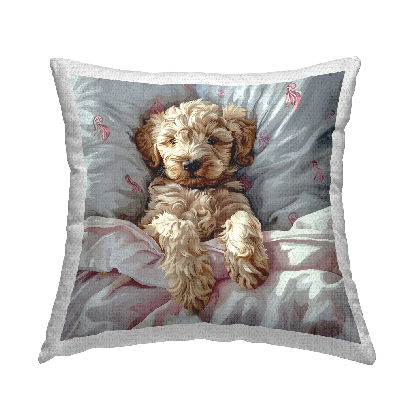 Stupell Industries Nap Time Cuddling Labradoodle Outdoor Printed Throw Pillow Design by Jim Baldwin, 18 x 7 x 18