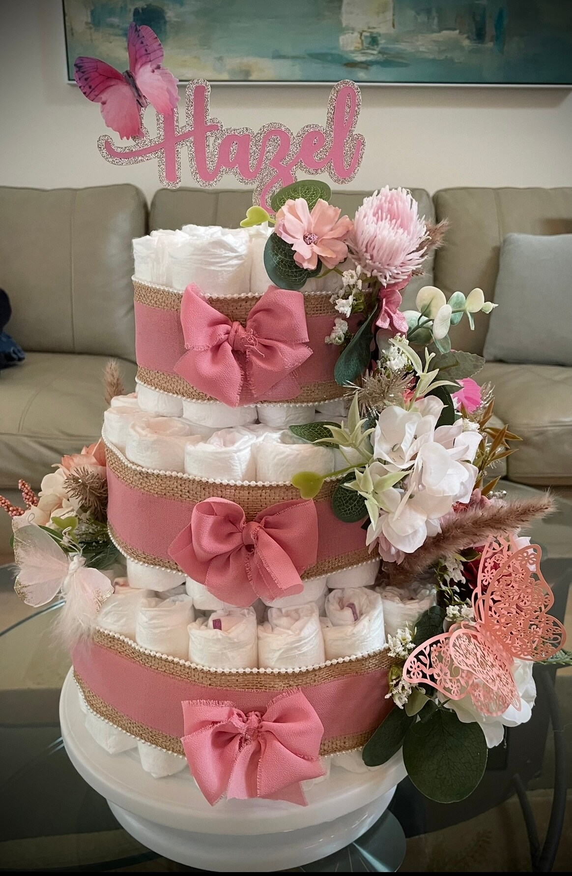 Elegant Diaper Cake Tier Diaper Cake/ Elegant Diaper Cake With