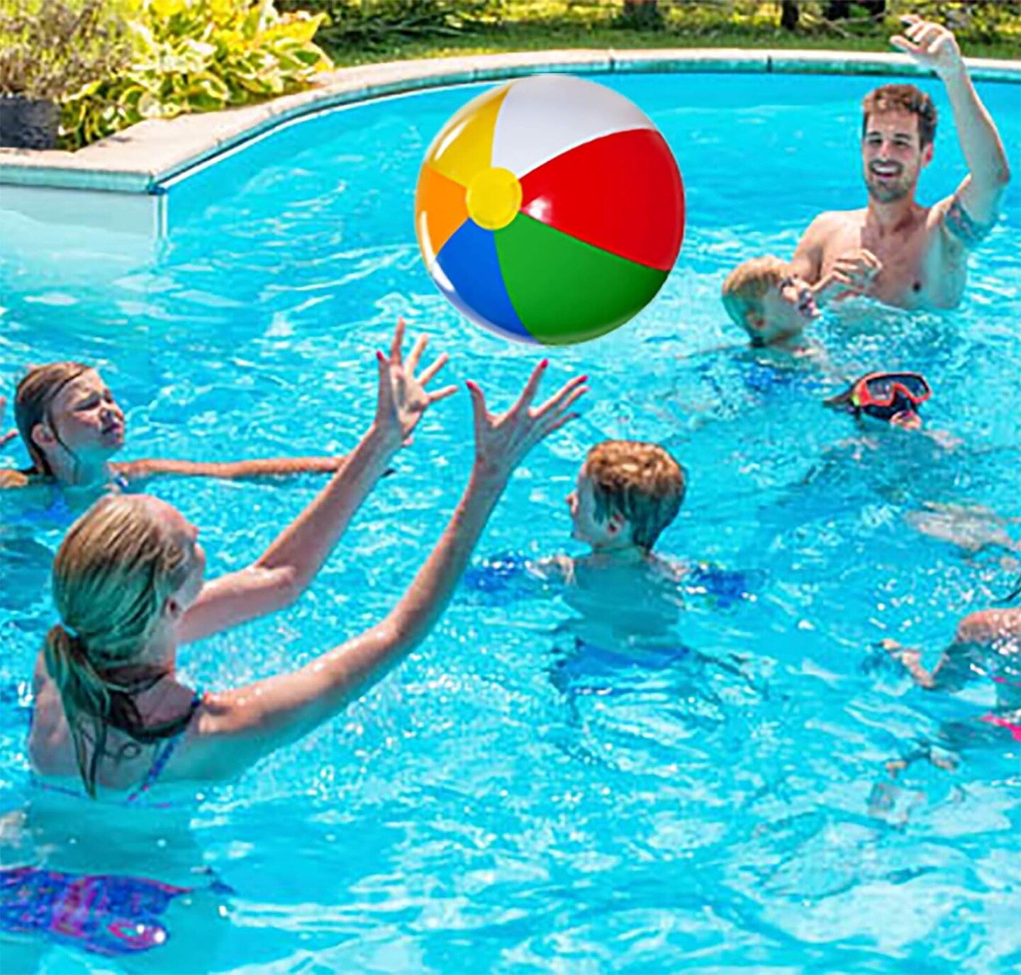 4E&#x27;s Novelty 24 Pack Inflatable Beach Balls &#x2013; 16&#x22;&#x22; Classic Rainbow Pool Balls for Swimming Pool
