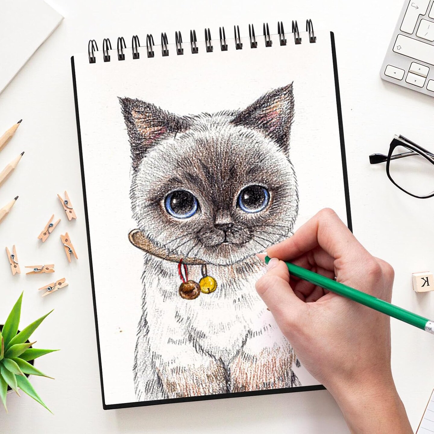 9x12” Spiral Sketchbook – 100 Sheets, 68lb/120gsm Acid-Free Drawing Paper