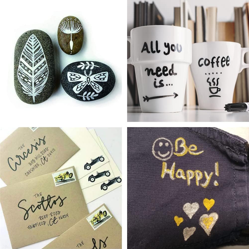 Permanent Paint Markers Pens - 3 Pack Black Oil Based Paint Pens, Medium Tip, Quick Drying and Waterproof Marker Pen for Metal