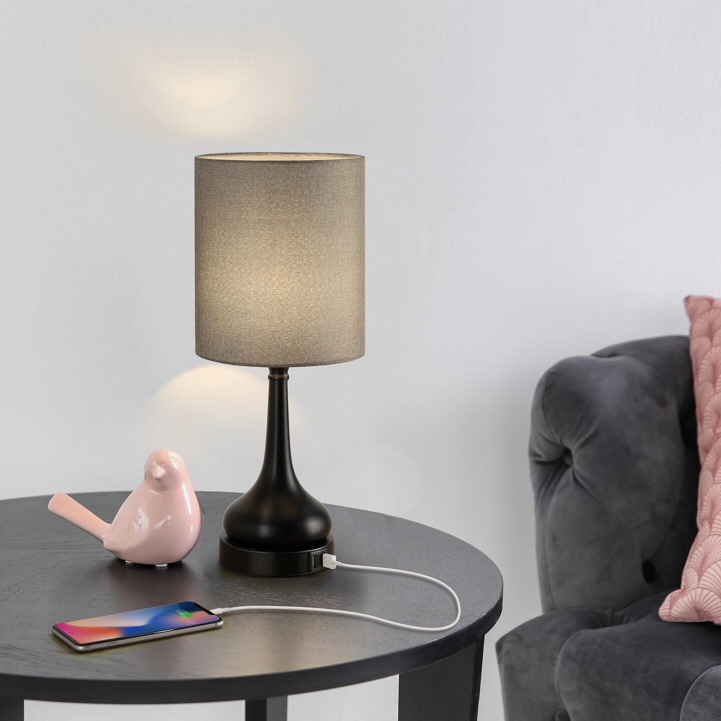 2PCS Table Lamp Bedside Lamp Touch Control 2 USB Ports for Bedroom Living Room