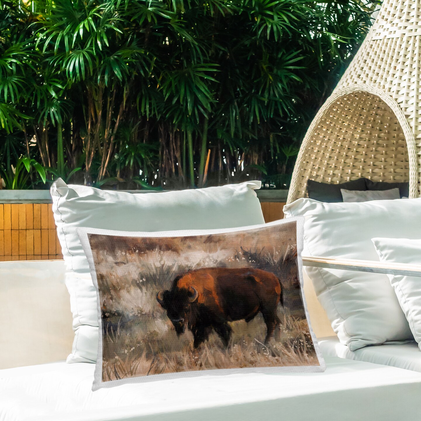 Stupell Industries Bison on the Range Outdoor Printed Throw Pillow Design by Nina Blue, 14 x 7 x 20
