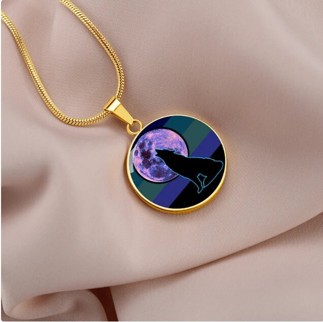 Personalized Wolf Art Jewelry for Outdoor Lover, Silver or Gold