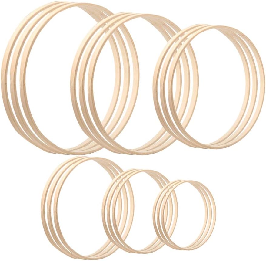 Wooden Bamboo Floral Hoop Set - 18pcs, 6 Sizes - Macrame Craft Rings ...