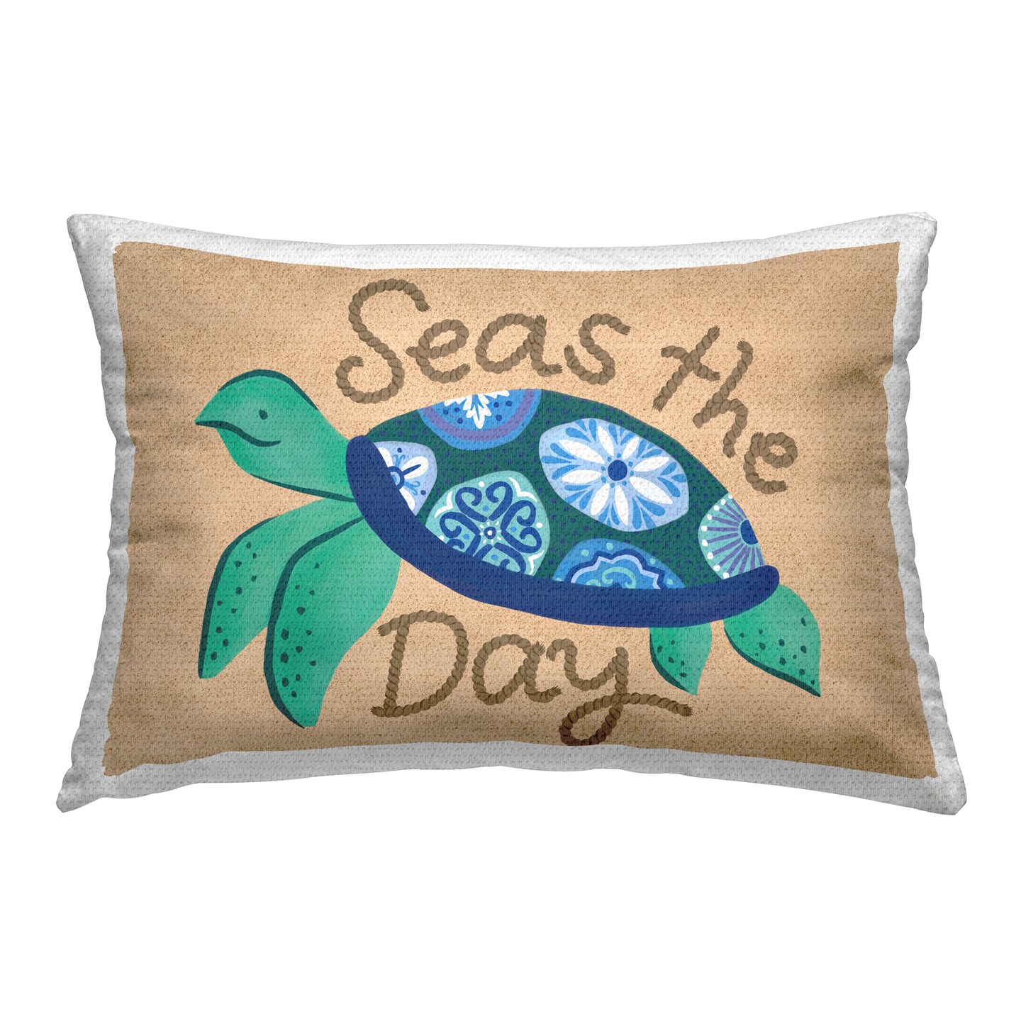 Stupell Industries Seas The Day Turtle Outdoor Printed Throw Pillow Design by Deborah Curiel, 14 x 7 x 20