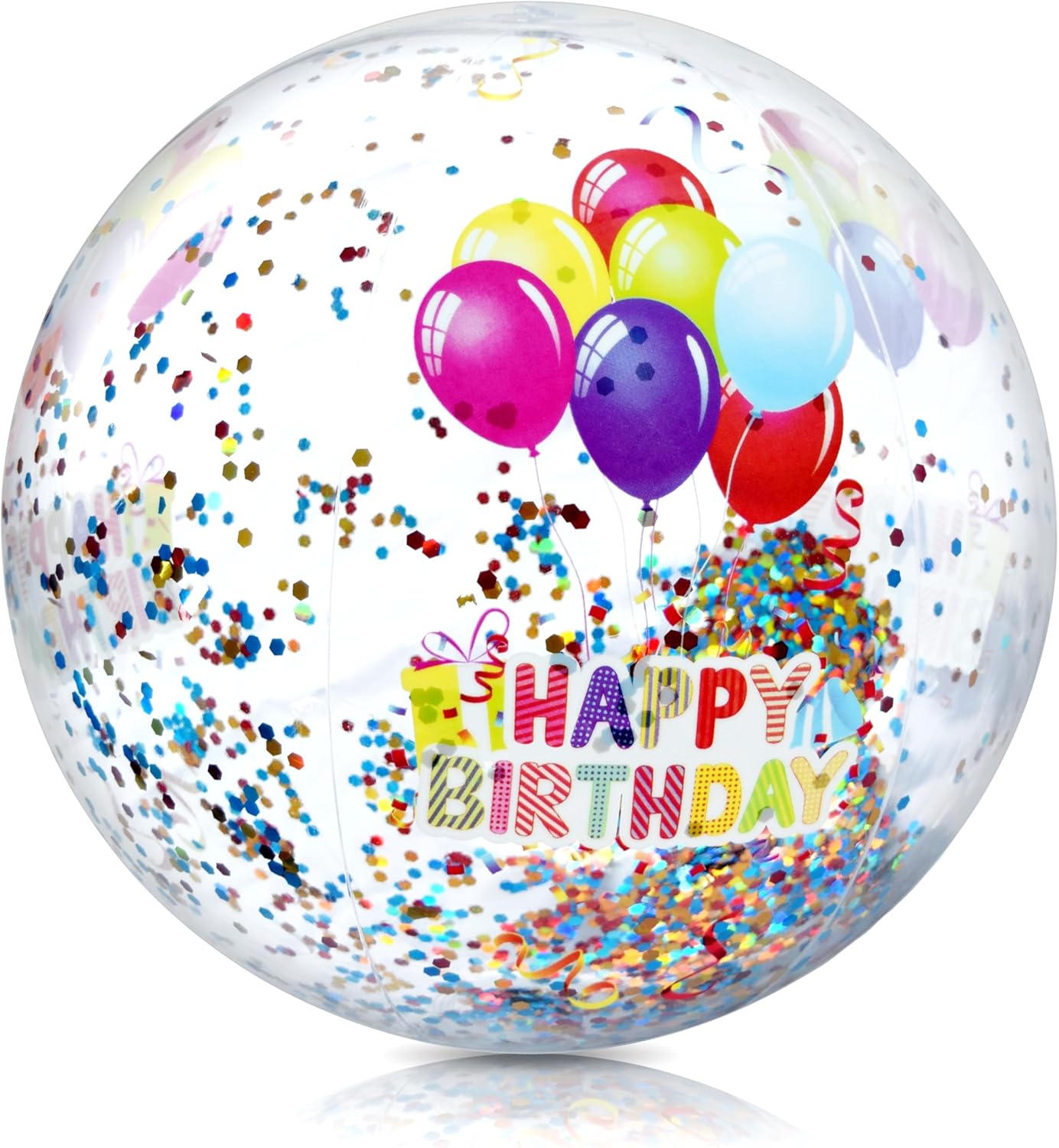 4E's Novelty 22"" Beach Ball with Glitter – Fun Pool Party Birthday Decorations & Floating Pool Decorations