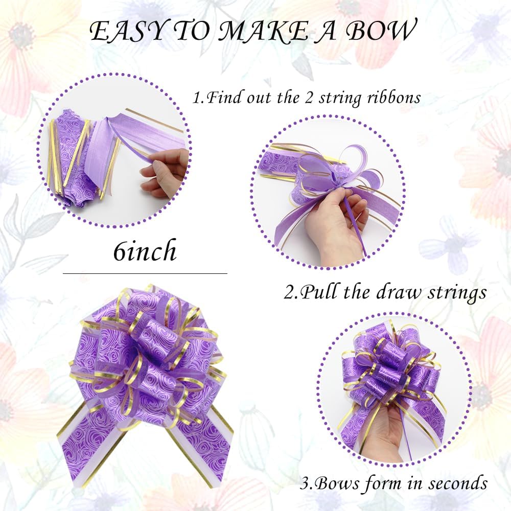 12 PCS 6 inches Large Pull Bows, Bow for Gift Wrapping,Party Birthday Gift Wedding Ribbon Bows for Wrapping Boxes or Flower Decorations, Valentine&#x27;s Day Gift Decorations (Multi Color)