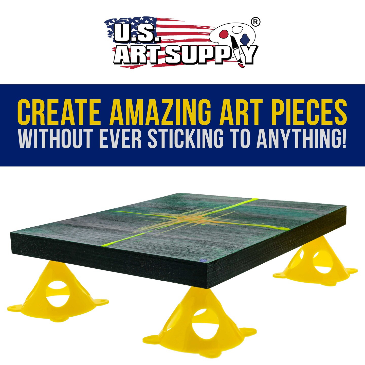 Yellow Cone Canvas and Cabinet Door Risers - Acrylic and Epoxy Pouring Paint Canvas Support Stands (Pack of 50)