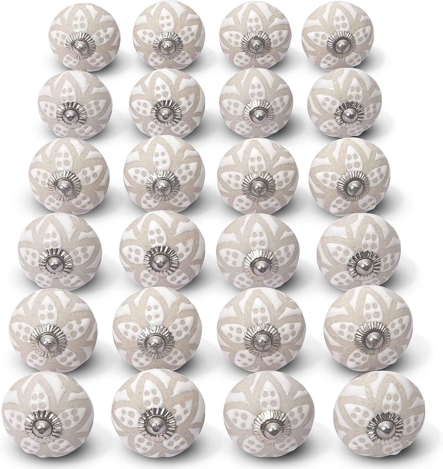 Decorative Ceramic Knobs Set of 24 - White Dresser Knobs for Drawers or Cabinets - Handmade and Hand Painted Cabinet Handles - Drawer Knobs | MakerPlace by Michaels Decorative Ceramic Knobs Set of 24 - White Dresser Knobs for Drawers or Cabinets - Handmade and Hand Painted Cabinet Handles - Drawer Knobs | MakerPlace by Michaels