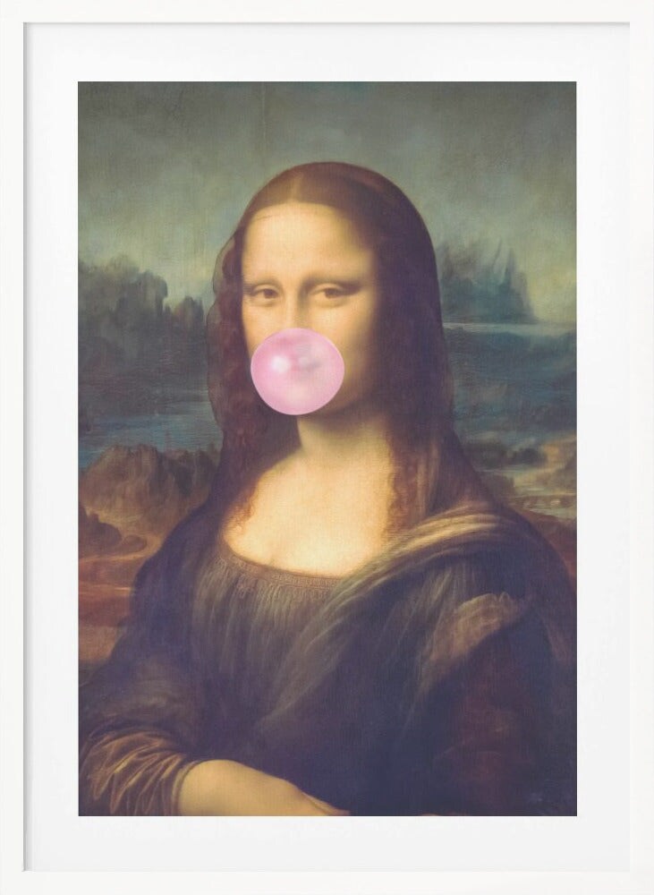 Mona Lisa Bubble Gum Framed Art Wall Decor