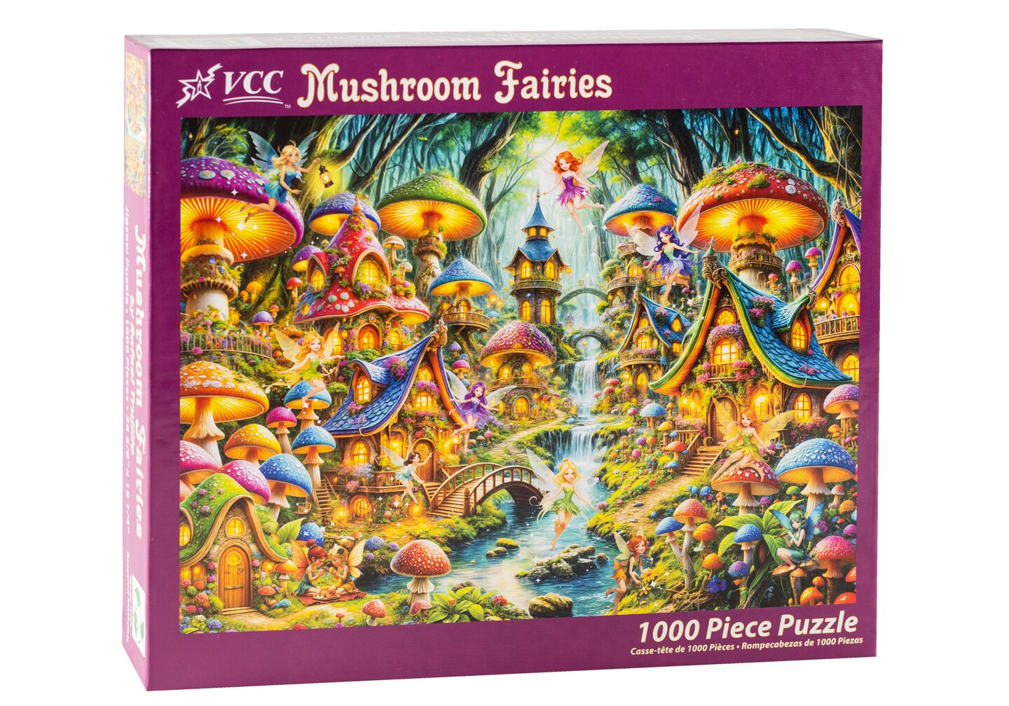 Mushroom Fairies Jigsaw Puzzle 1000 Piece by Vermont Christmas Company - Fairy Puzzles for Adults & Families - Fully Interlocking & Randomly Shaped Pieces - 26 5/8" x 19 1/4"