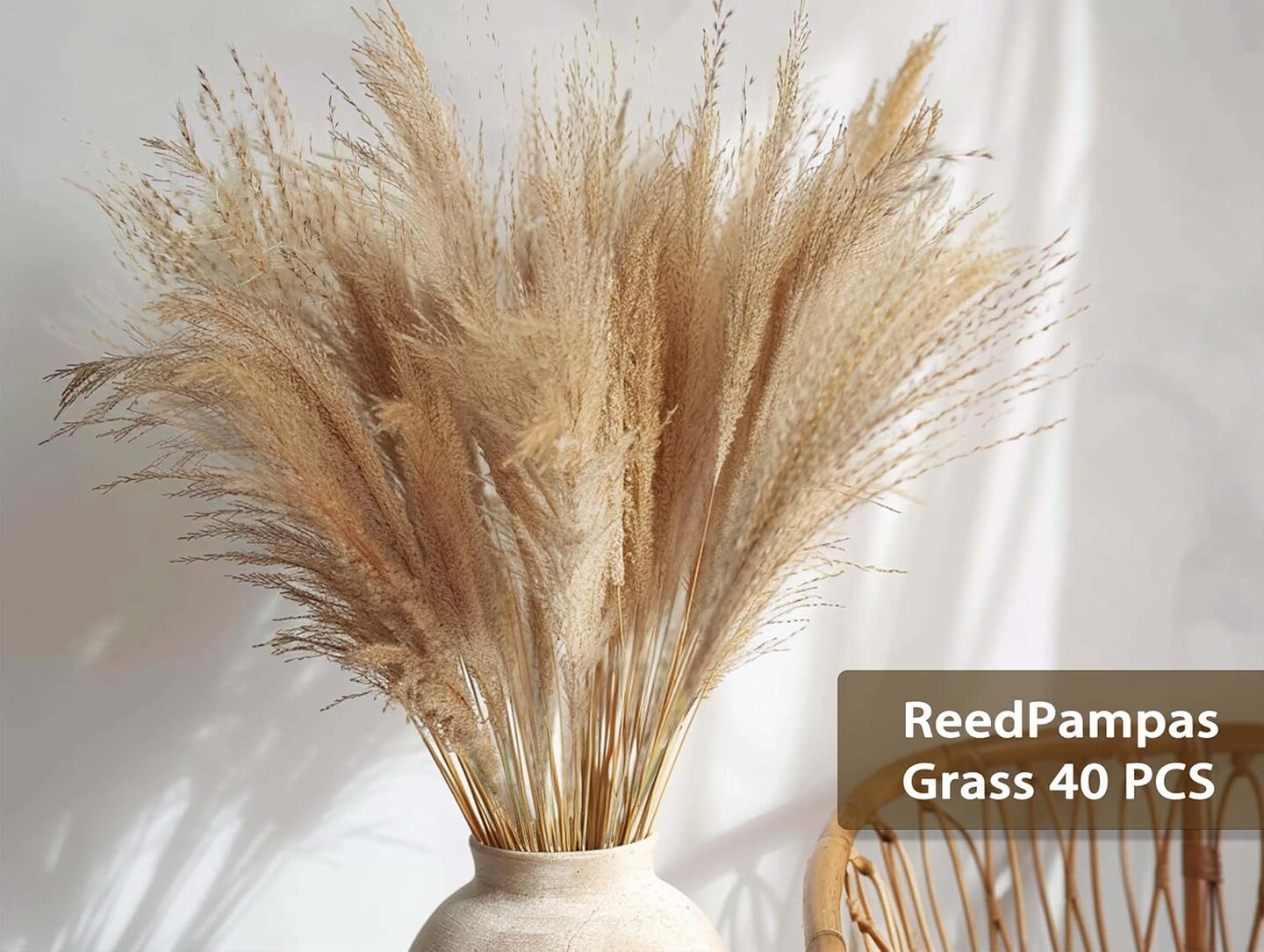 Boho Decor 130PCS Natural Phragmites Grass + Brown & White Pampas Grass(Mixed)
