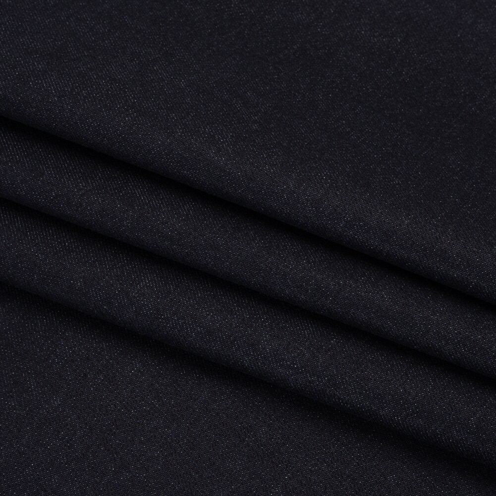 1 Yard Medium Weight Stretch Cotton Denim Twill Dark Indigo Deadstock Fabric