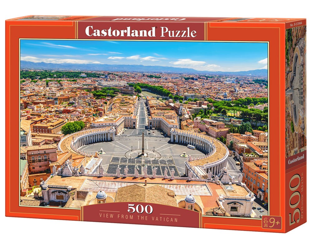 500 Piece Jigsaw Puzzle, View from the Vatican, Rome, Puzzle of Italy, St. Peter square, Tourist place, Adult Puzzle, Castorland B-53964