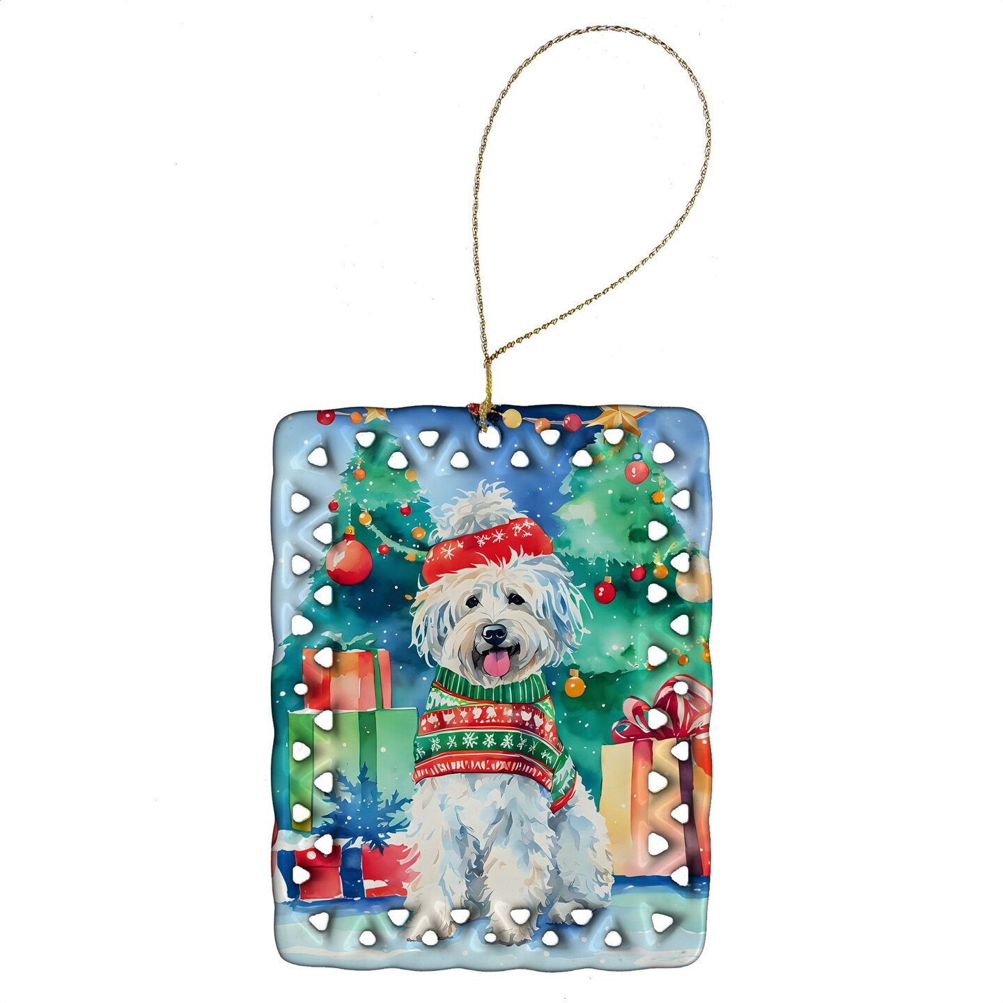 Edge Collections - 2.80" X 0.15" - Multicolor - Puli Christmas Porcelain Ornament Christmas - 1 Piece