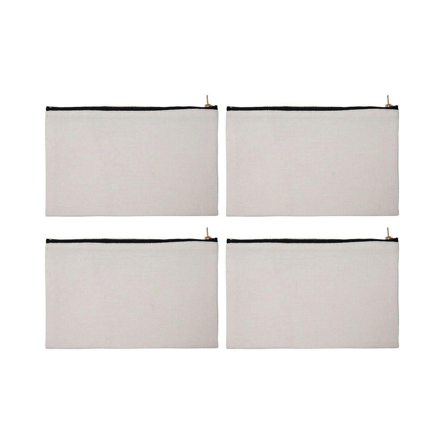 Craft Express 4 Pack Linen Sublimation Cosmetic Bags – 9"x6" with Zipper
