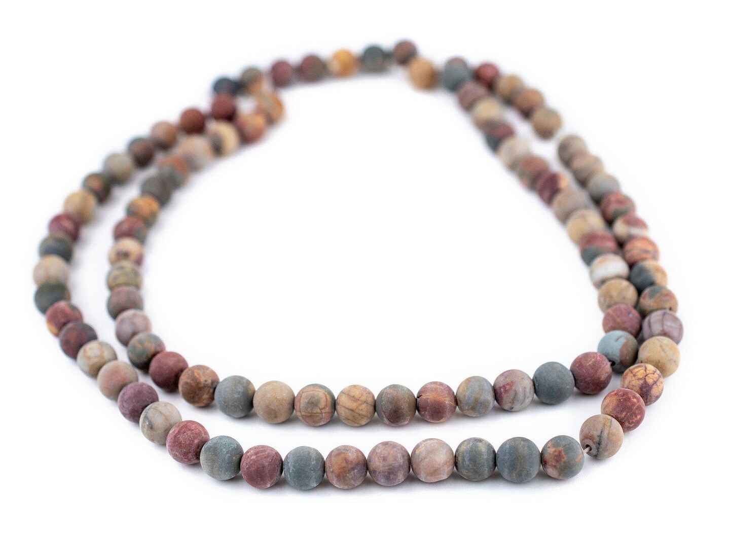 The Bead Chest Matte Round Creek Jasper Beads (8mm): Organic Gemstone Round Spherical Energy Stone Healing Power Crystal for Jewelry Bracelet Mala Necklace Making