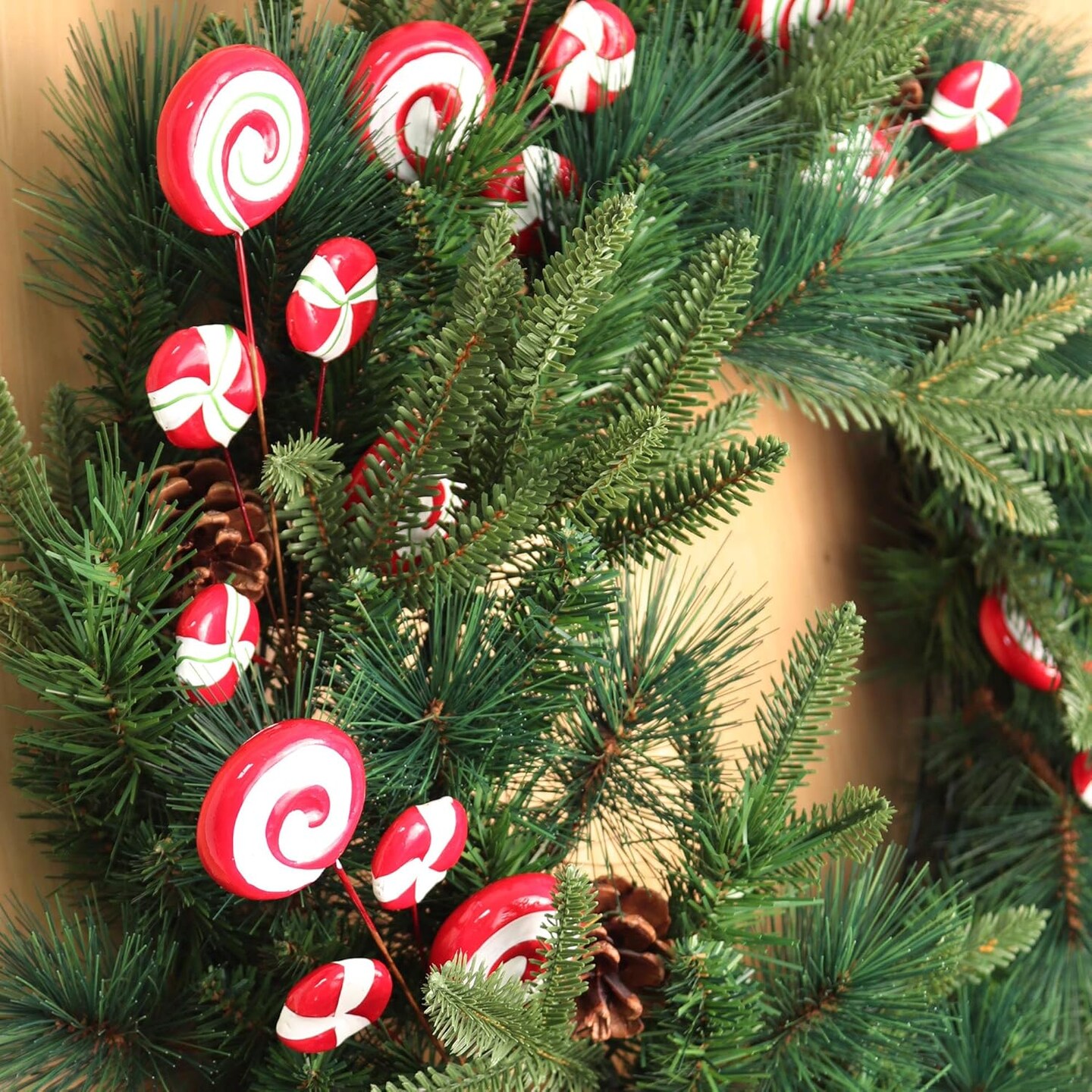 Set of 6: Assorted Mixed Peppermint Lollipop Spray Picks | 15-Inch | Festive Holiday Accents | Trees, Wreaths, & Garlands | Christmas Picks | Parties & Events | Home & Office Decor, Floral Home by Artificial Flowers