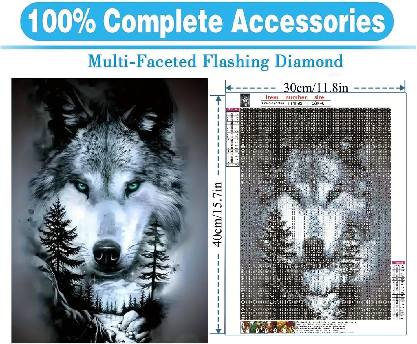 Wolf 5D Diamond Painting Kit for Adults – Full Drill Round Gems DIY Animal Art, Beginner-Friendly 12x16 Inch Wall Décor & Gift