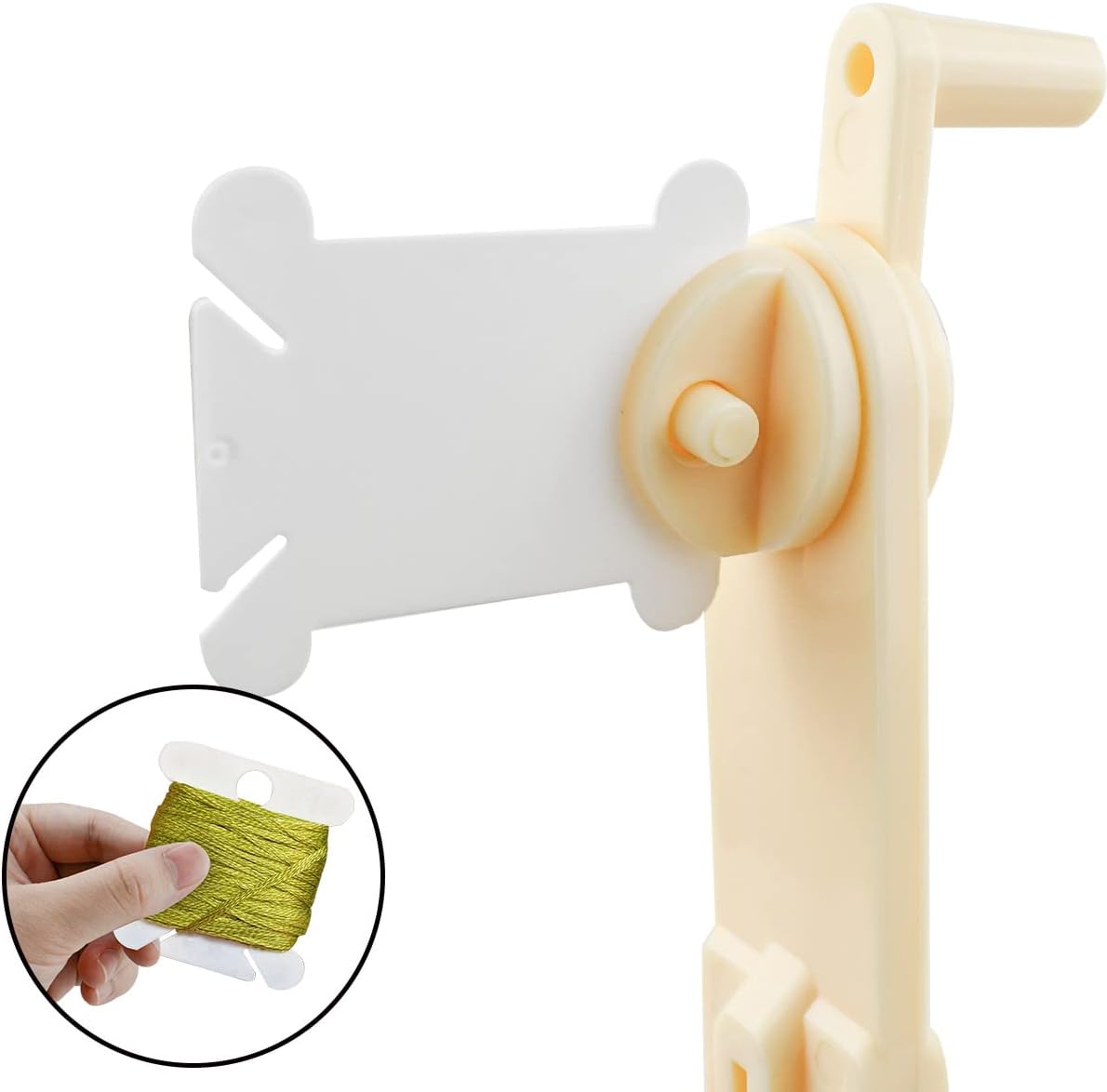 120 Pcs Plastic Floss Bobbins with 1 Bobbin Winder &#x2013; White Thread Organizer Set for Cross Stitch, Embroidery, Sewing, and DIY Crafts