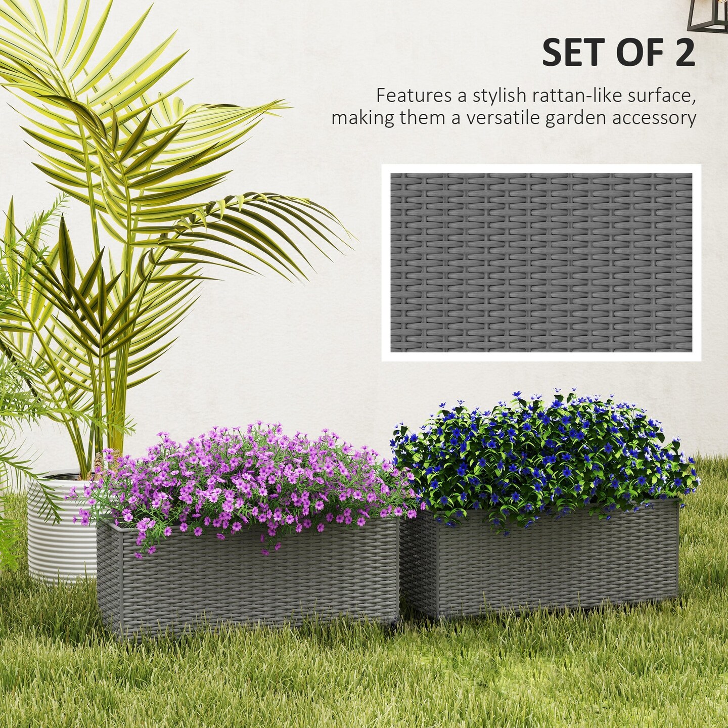 20&#x22; Self-Watering Hanging Planter Box with Hooks Set of 2