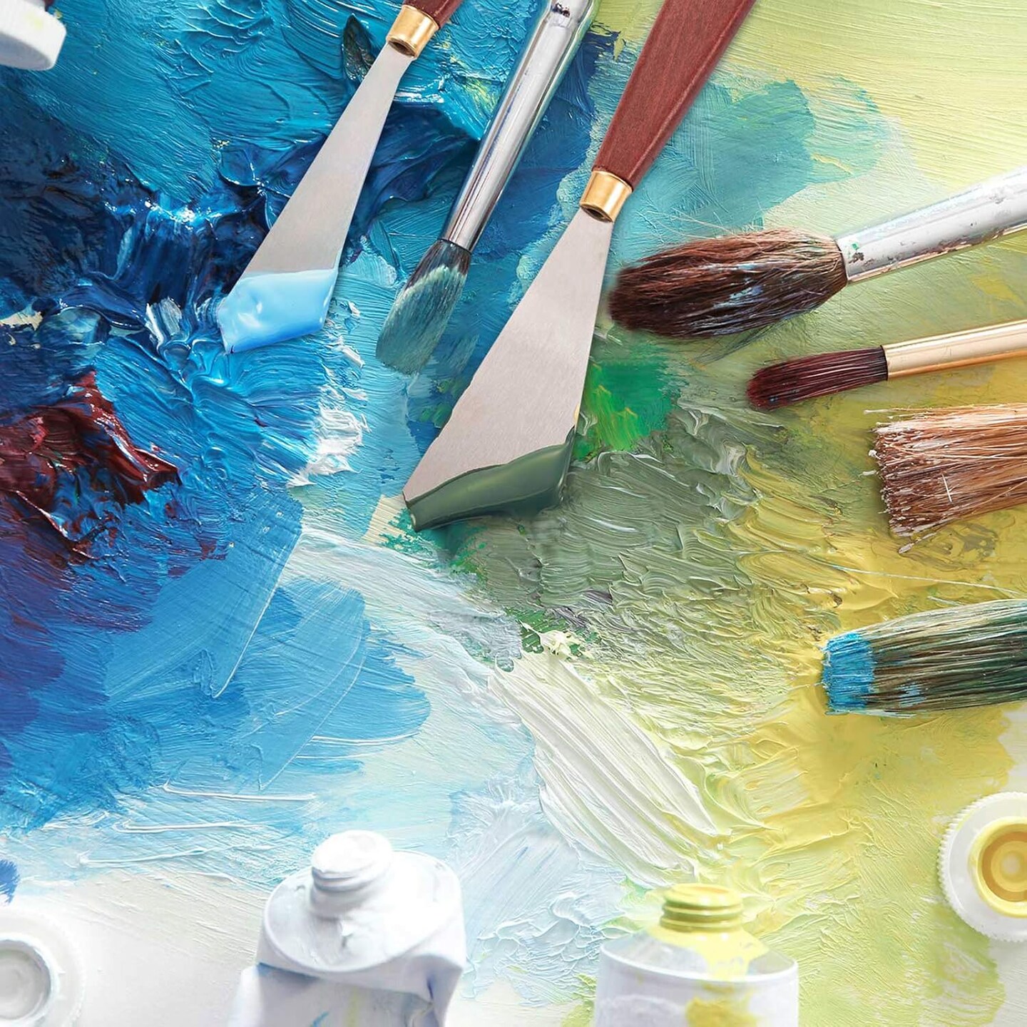 Painting Knife Set Painting Mixing Scraper Stainless Steel Palette Knife Painting Art Spatula with Wood Handle Art Painting Knife Tools for Oil Canvas Acrylic Painting (4 Pieces)