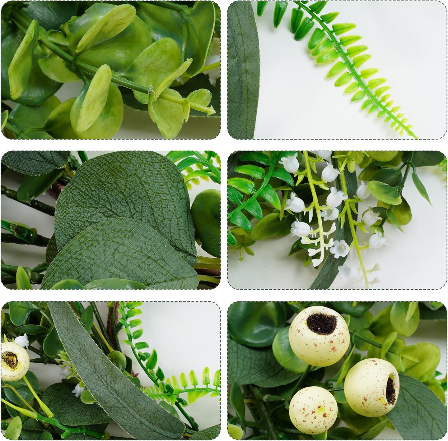 24 inch Boxwood Berry Wreath for Front Door, Green Summer Wreath with Big White Berries and Eucalyptus Leaves for Outside Wall Window Farmhouse
