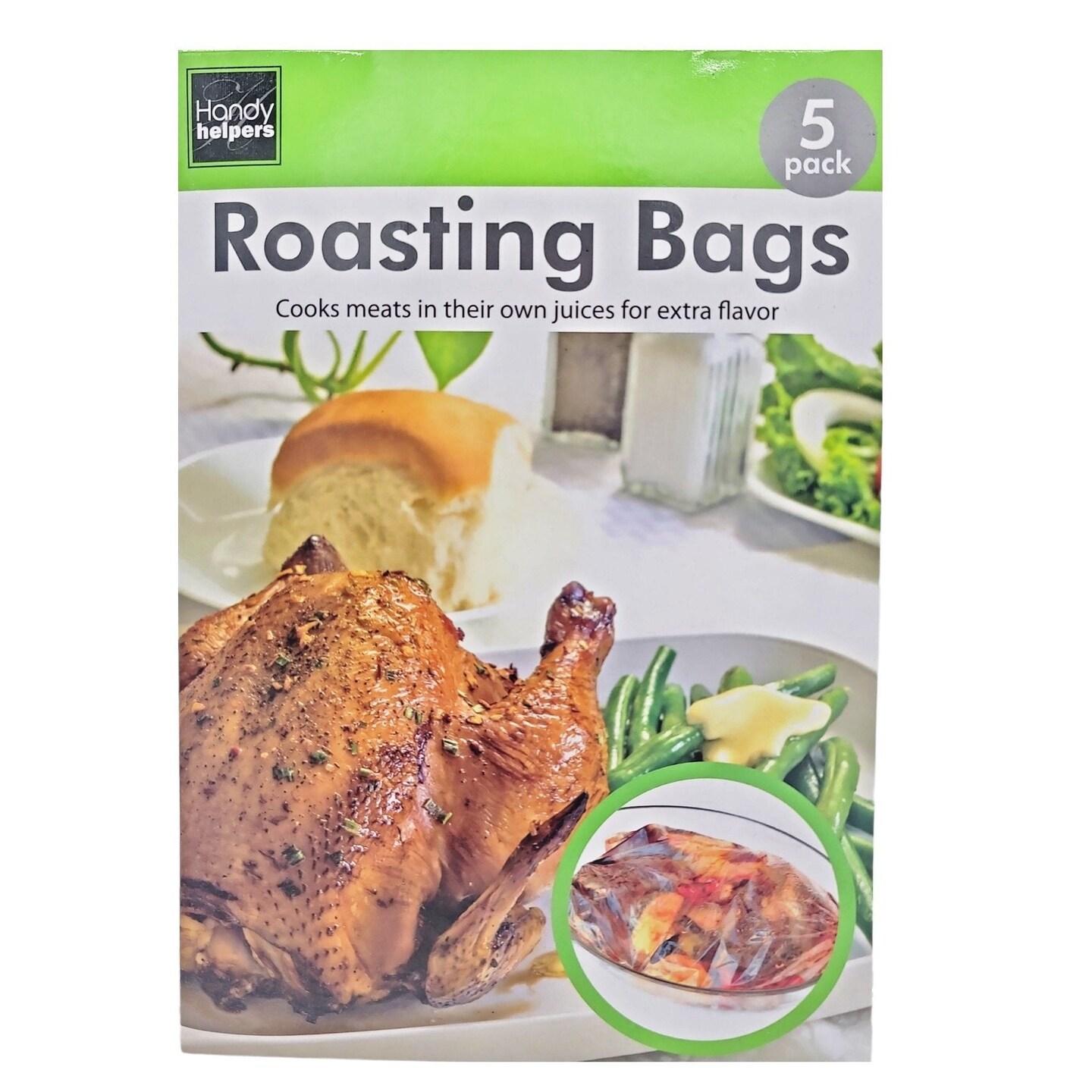 Handy Housewares 5-Pack 15&#x22; x 9.75&#x22; Disposable Roasting Bags with Ties - Great for Chicken, Meat, Roasts, Stew and more!