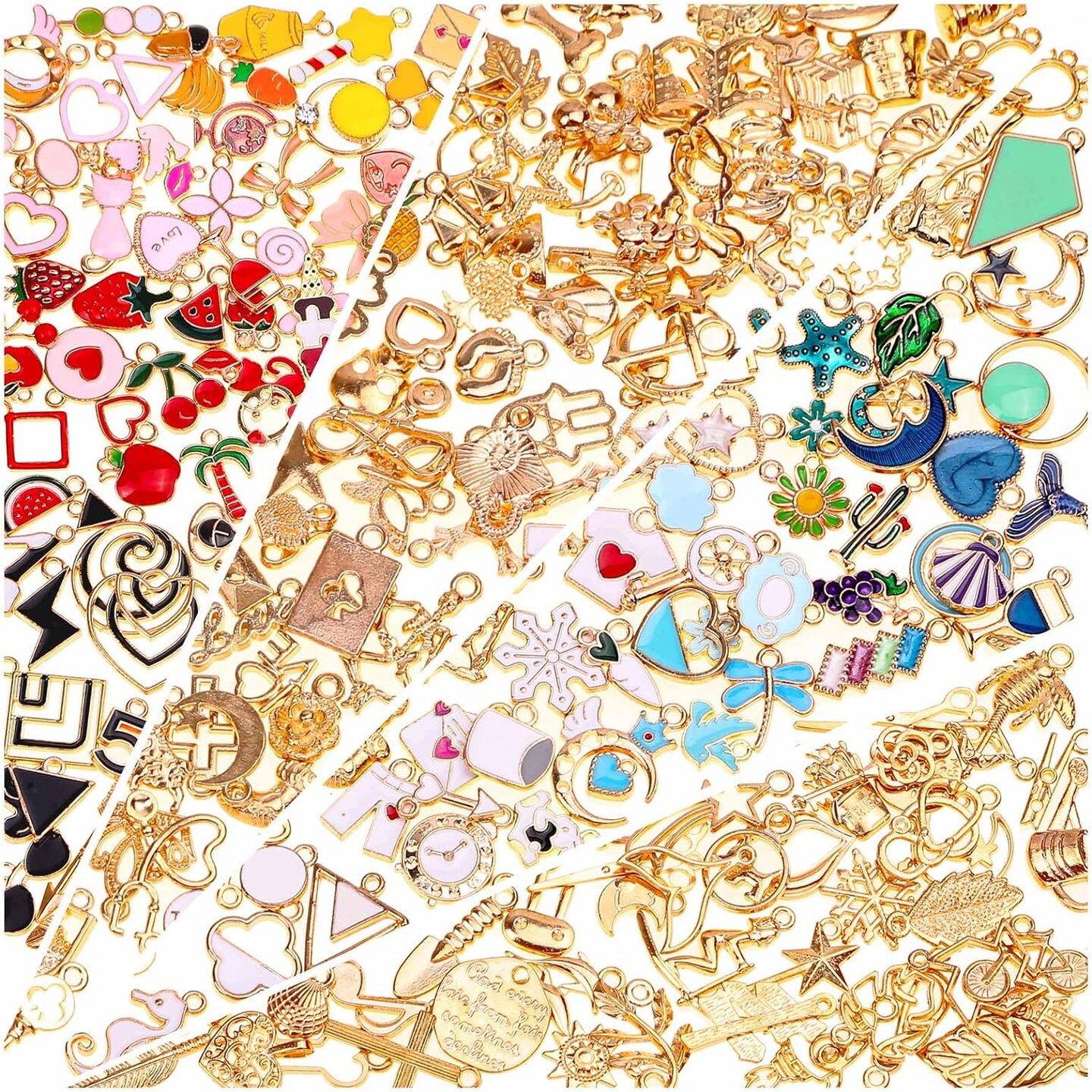 200Pcs Charms for Jewelry Making, Assorted Jewelry Bangle Charms, Wholesale Mixed Bulk Metal Earring Charms for DIY Necklace Bracelet Jewelry Making and Crafting (Assorted Color)