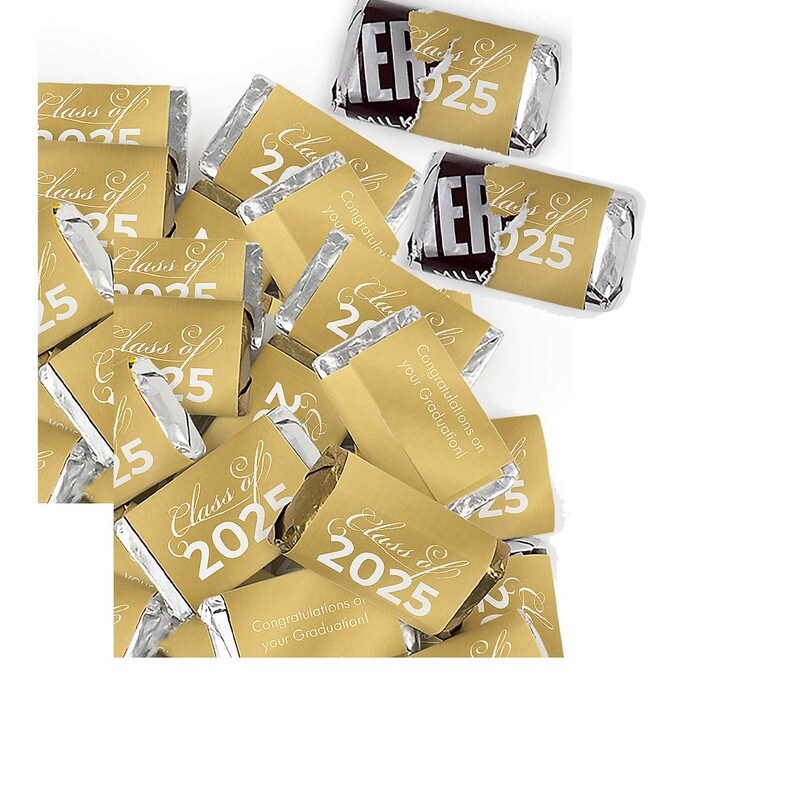 Gold Graduation Candy Party Favors Class of 2025 Hershey’s Miniatures Chocolate 76 Pcs