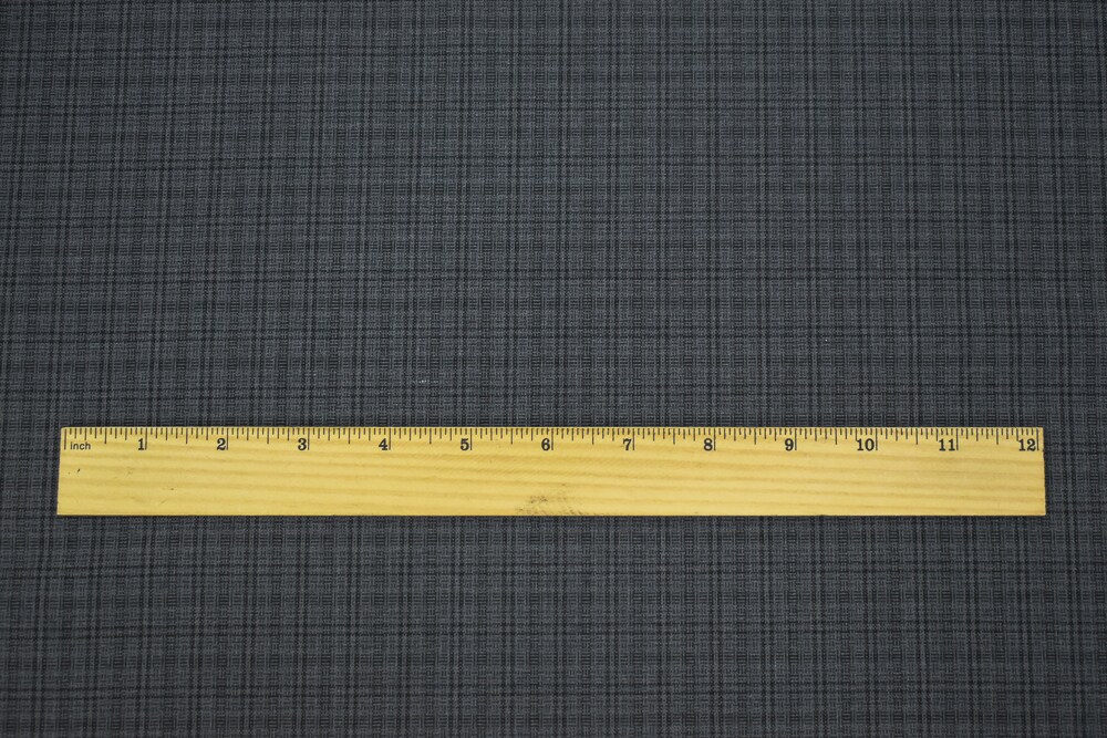 Gray-Black Wool-Polyester Plaid Woven Shirting Fabric By the Yard