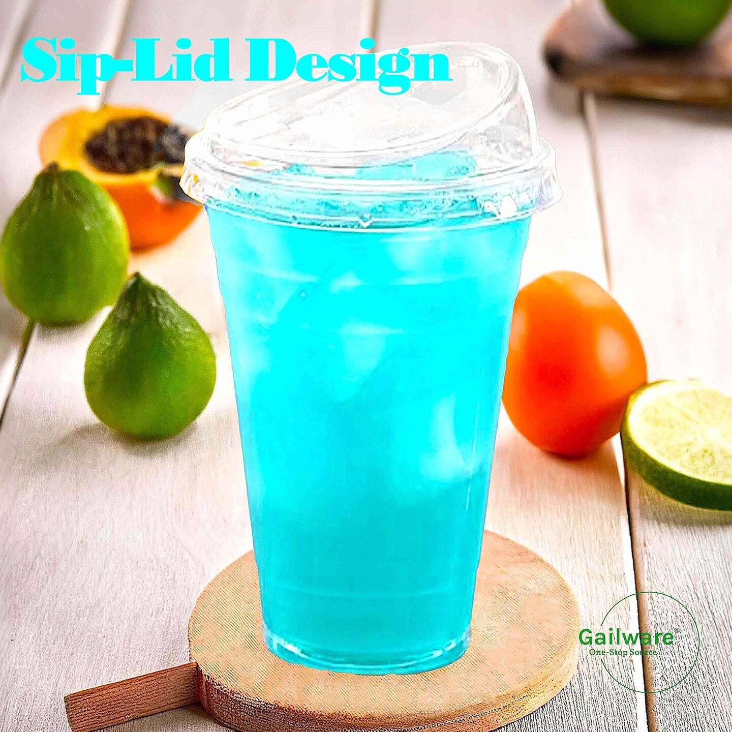 50 Pack 20 oz Clear Plastic Cups with Strawless Sip-Lids, Disposable Cold Drinking Cups with Lids, To Go Plastic Container for Iced Cold Coffee, and Soda for Events and Everyday Use.