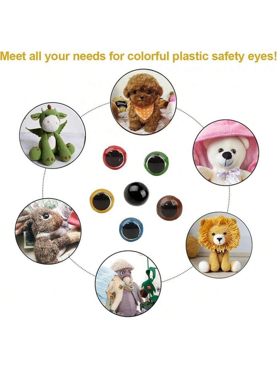 Safety Eyes 796pcs, Plastic Safety Eyes and Noses 6-20mm Black Eyes with Washers
