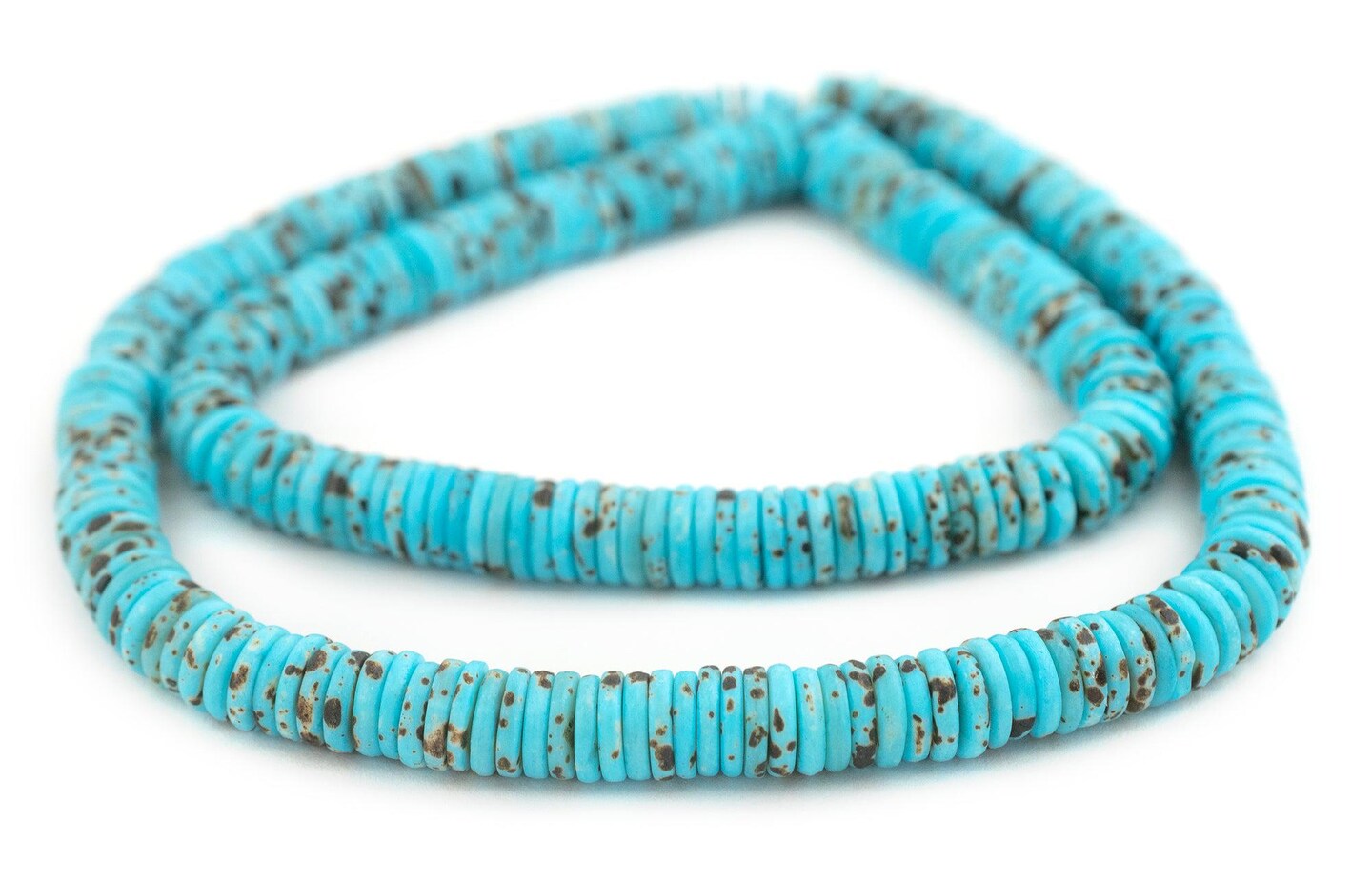 The Bead Chest 10mm Turquoise Bone Button Beads: Nepal Flat Round Disk Heishi Beads for DIY Necklace Jewelry Making