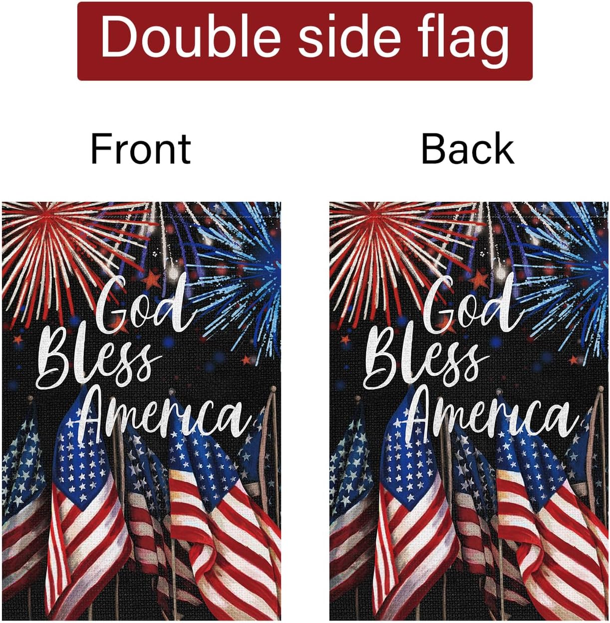 4th of July Garden Flag – 12x18 Inch Double-Sided Small Burlap Flag with Patriotic Fireworks Design for Memorial Day, Independence Day, and Outdoor Yard Decor