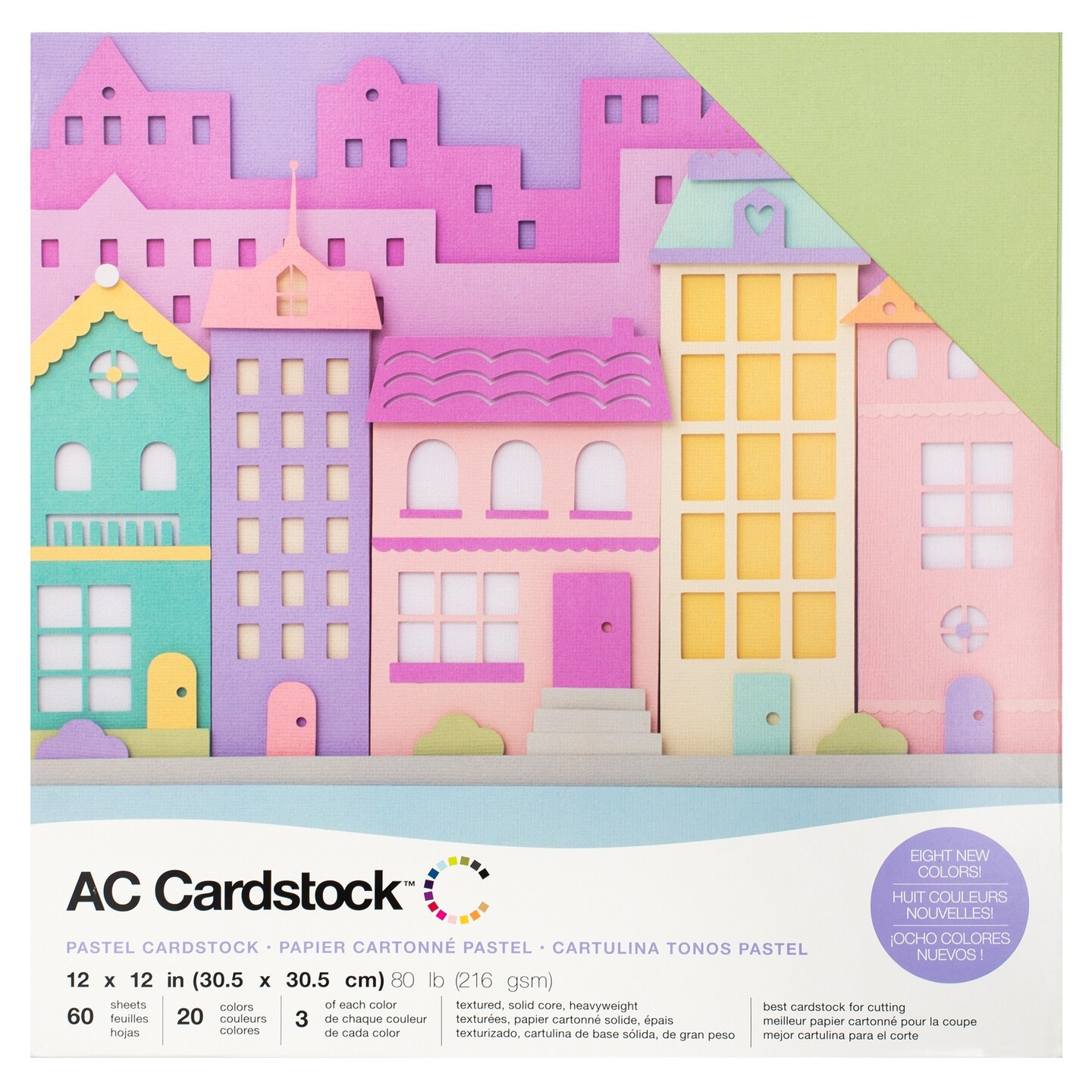 American Crafts Variety Cardstock Pack 12"X12" 60/Pkg-Pastels
