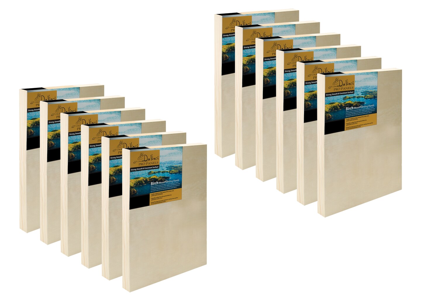 Da Vinci Pro Birch Wood Panel 7/8&#x22; Deep &#x2013; 5x5&#x22; - 12 Pack - Fine Textured, Warp Resistant, Lightweight &#x26; Rigid &#x2013; Perfect for Mounting Sanded Pastel or Watercolor Paper, Linen or Canvas